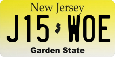 NJ license plate J15WOE