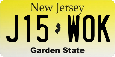NJ license plate J15WOK