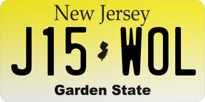 NJ license plate J15WOL