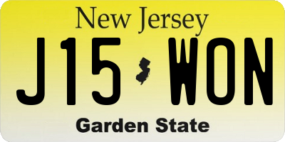 NJ license plate J15WON
