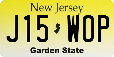 NJ license plate J15WOP
