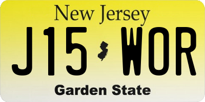 NJ license plate J15WOR