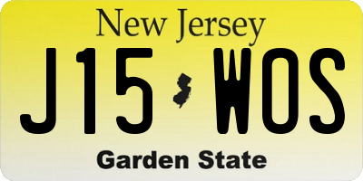 NJ license plate J15WOS