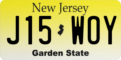 NJ license plate J15WOY