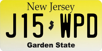 NJ license plate J15WPD