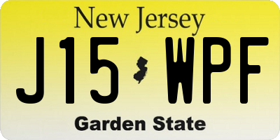 NJ license plate J15WPF