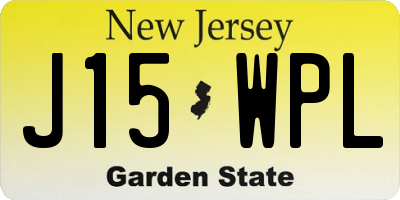 NJ license plate J15WPL