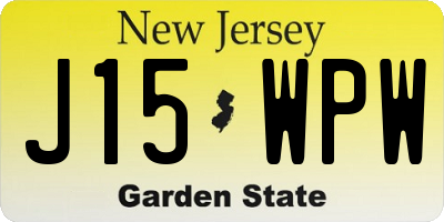 NJ license plate J15WPW