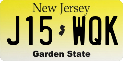 NJ license plate J15WQK