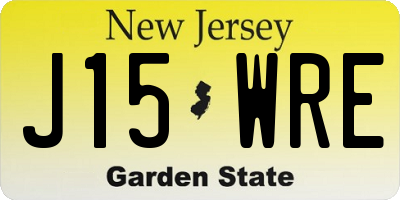 NJ license plate J15WRE