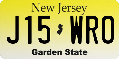 NJ license plate J15WRO