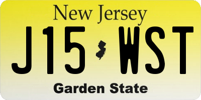 NJ license plate J15WST