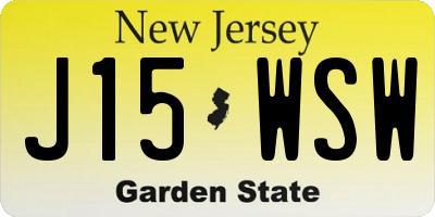 NJ license plate J15WSW