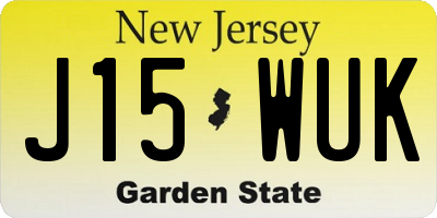 NJ license plate J15WUK