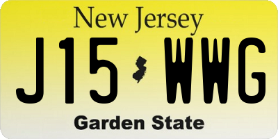 NJ license plate J15WWG