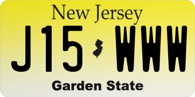 NJ license plate J15WWW