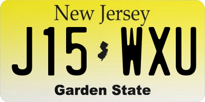 NJ license plate J15WXU