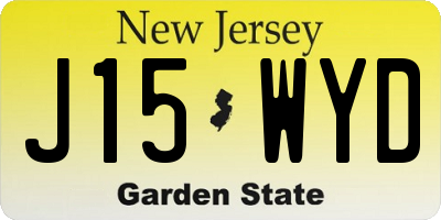 NJ license plate J15WYD