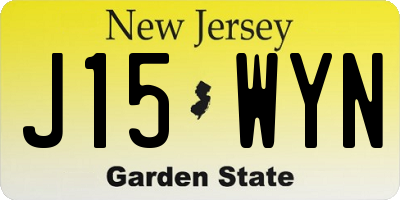 NJ license plate J15WYN