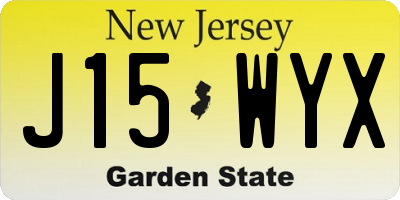 NJ license plate J15WYX