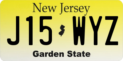 NJ license plate J15WYZ