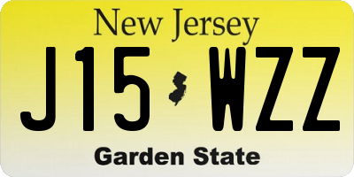 NJ license plate J15WZZ