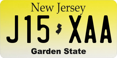 NJ license plate J15XAA