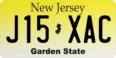 NJ license plate J15XAC