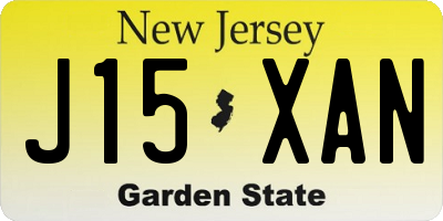 NJ license plate J15XAN