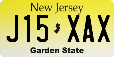 NJ license plate J15XAX