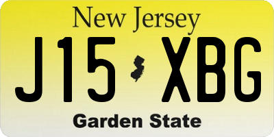 NJ license plate J15XBG