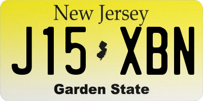 NJ license plate J15XBN