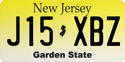 NJ license plate J15XBZ