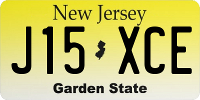 NJ license plate J15XCE