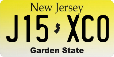 NJ license plate J15XCO