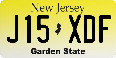 NJ license plate J15XDF