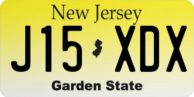 NJ license plate J15XDX