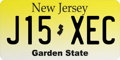 NJ license plate J15XEC