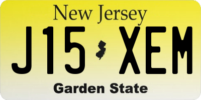NJ license plate J15XEM