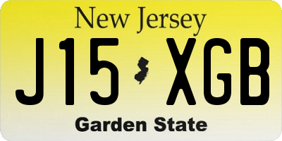 NJ license plate J15XGB
