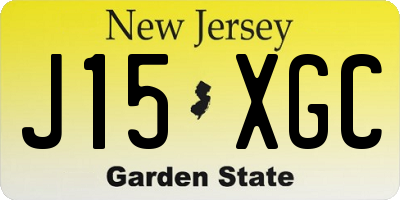 NJ license plate J15XGC