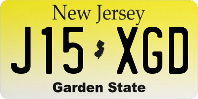 NJ license plate J15XGD