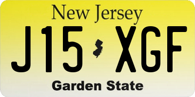 NJ license plate J15XGF