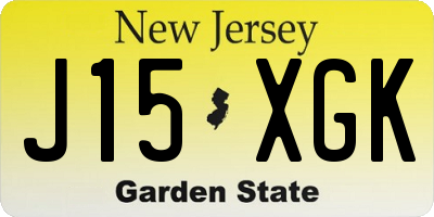 NJ license plate J15XGK