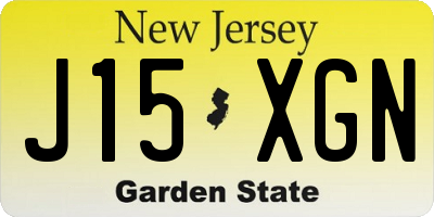 NJ license plate J15XGN