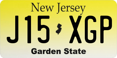 NJ license plate J15XGP