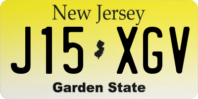 NJ license plate J15XGV