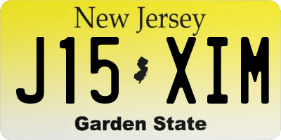 NJ license plate J15XIM