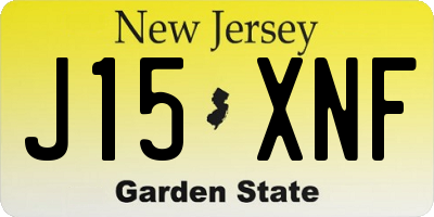 NJ license plate J15XNF