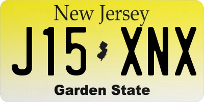 NJ license plate J15XNX
